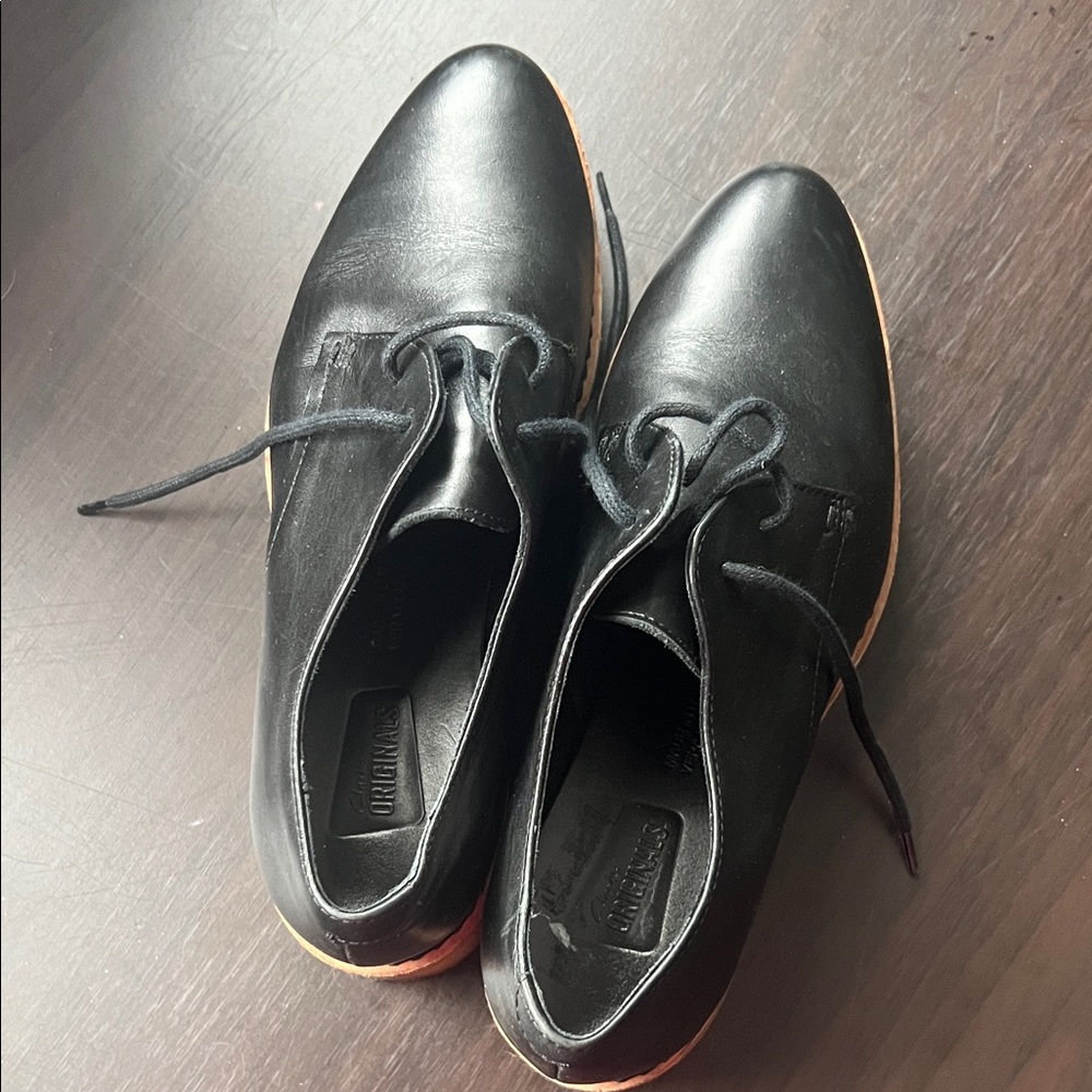 Clark’s Originals Black Leather Ornella Flats size 6.5 - Picture 2 of 8